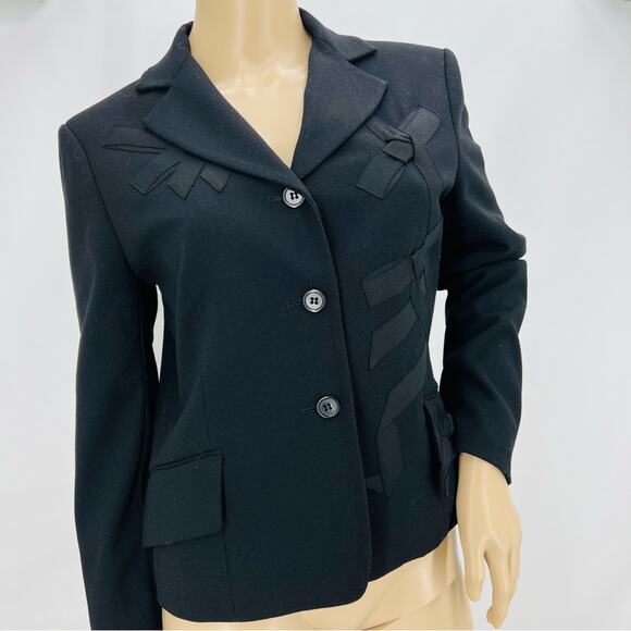 BCBGMaxAzria Black Blazer with Bows and Ribbons - Picture 3 of 9